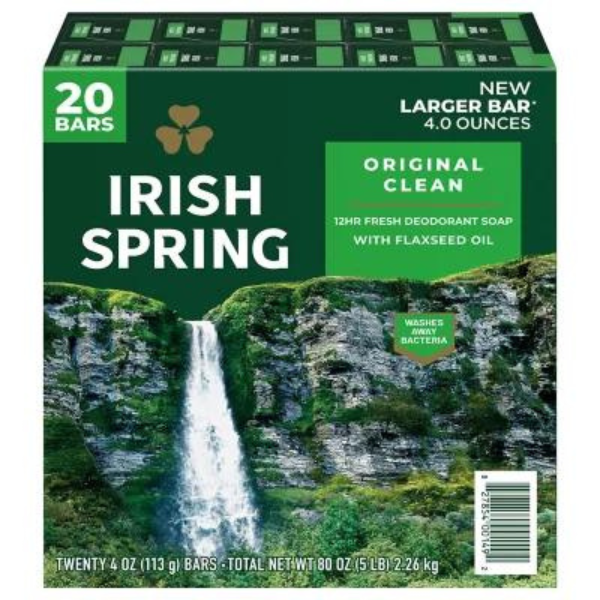 Irish Spring Bar Soap, Original Clean - 4 oz., 20 ct.